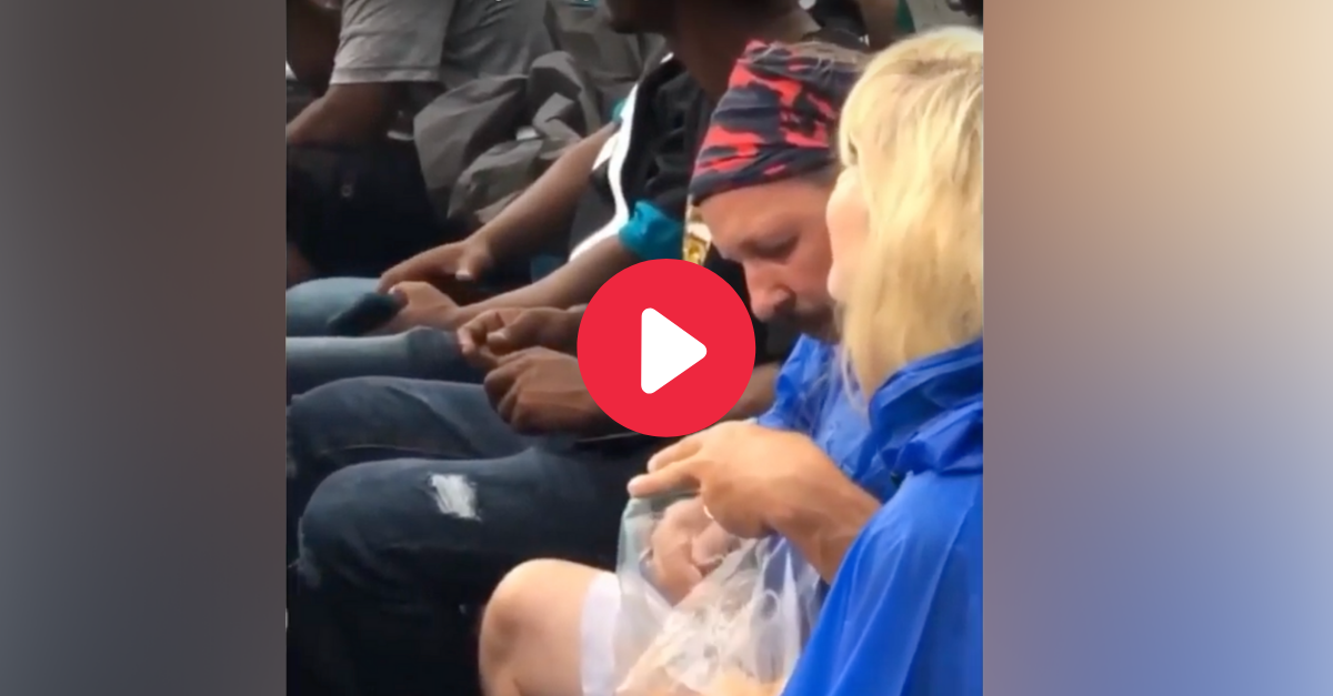 Fan Grossly Eats Spaghetti Out of Plastic Bag During NFL Game