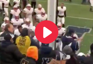Player Swings Helmet at Angry Fans During Rivalry Game Brawl