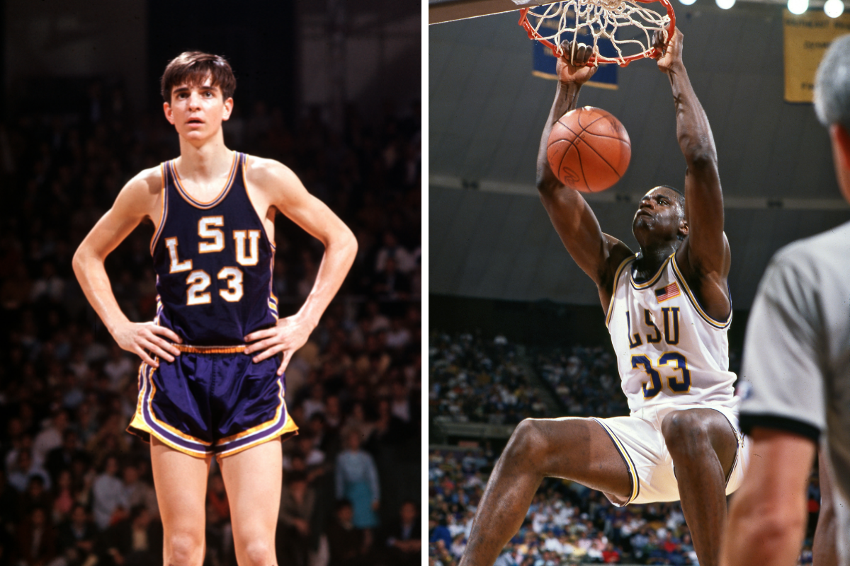 Pete Maravich and Shaquille O'Neal headline LSU's all-time stating five.