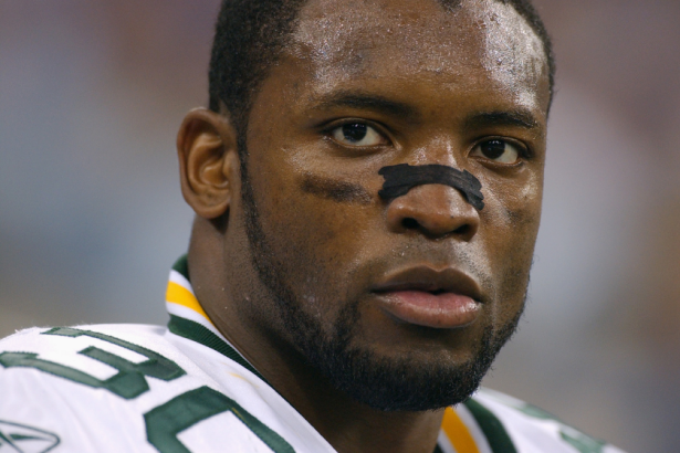 Ahman Green looks on during a 2004 Packers game.