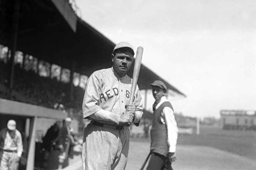 Babe Ruth on deck for the Boston Red Sox.