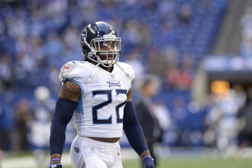 AFC running back Derrick Henry of the Tennessee Titans (22) warms