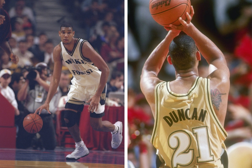 Tim Duncan during his Wake Forest college basketball career. 