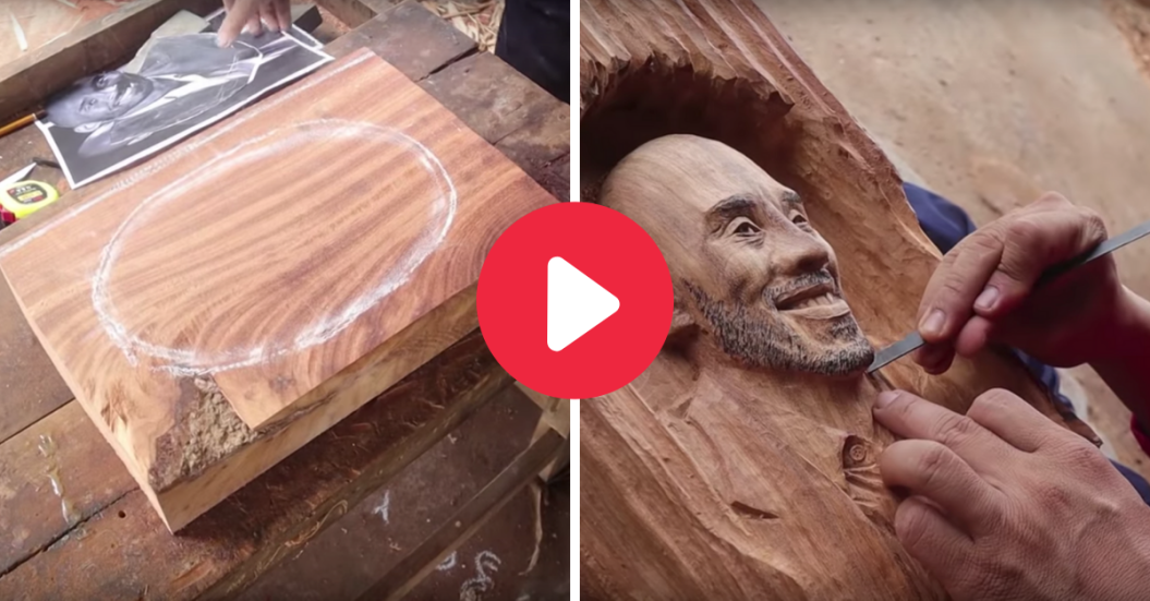 Kobe Bryant Wood Carving