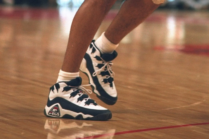 Close-up of Grant Hill's Fila shoes in action. 