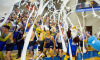 John Brown University shower the court with toilet paper in their annual toilet paper game.