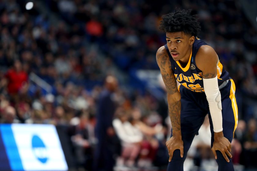 Ja Morant looks on during a game at Murray State.