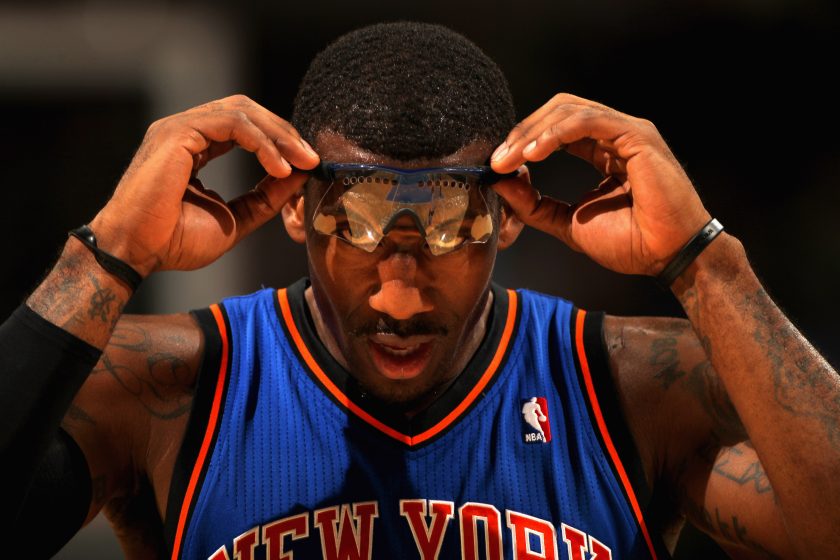 Amar'e Stoudemire adjusts his glasses during a 2010 game.