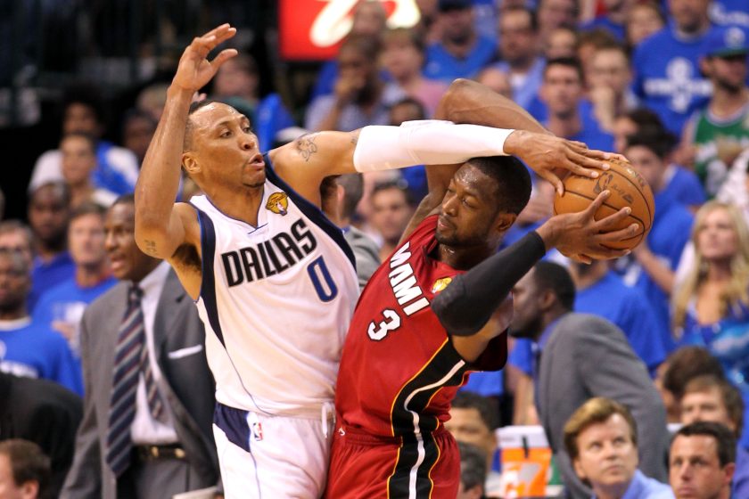 Shawn Marion blocks a ball in 2011.