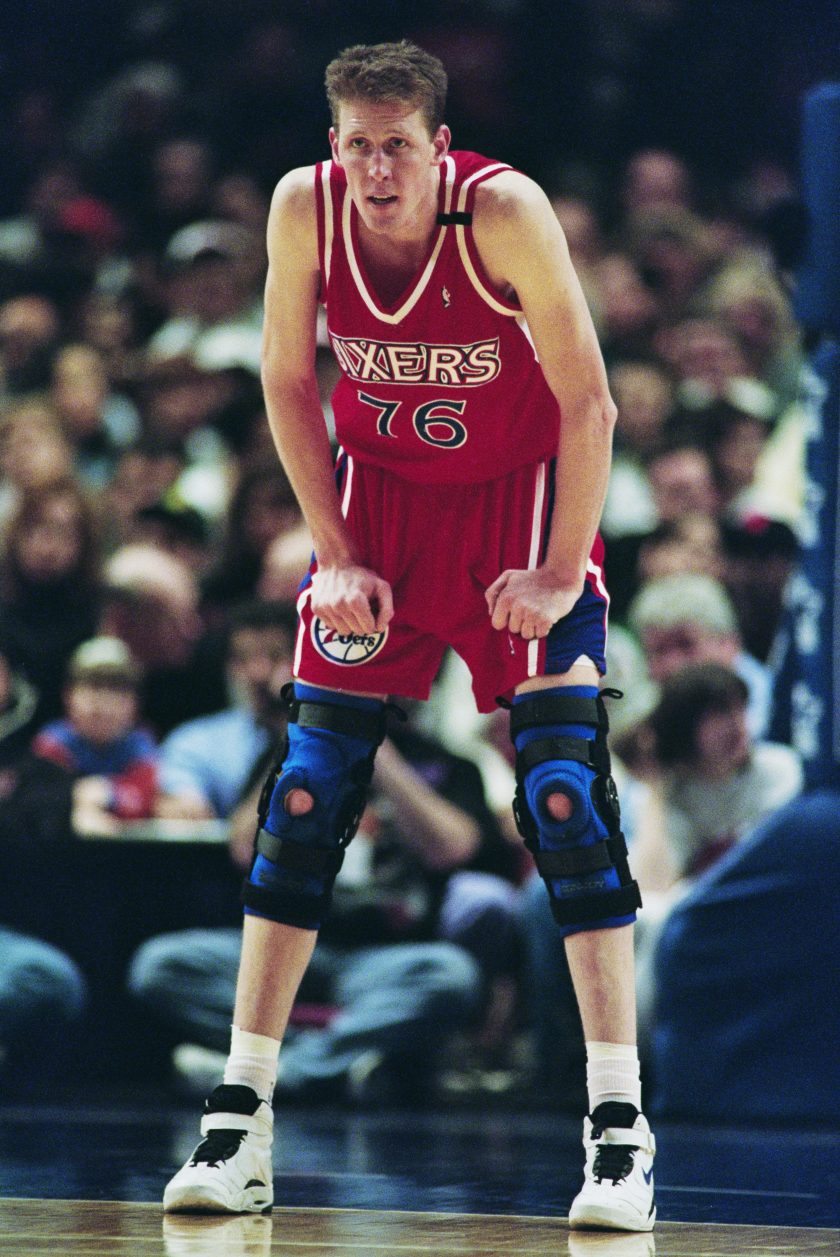Shawn Bradley during a 1995 NBA game.