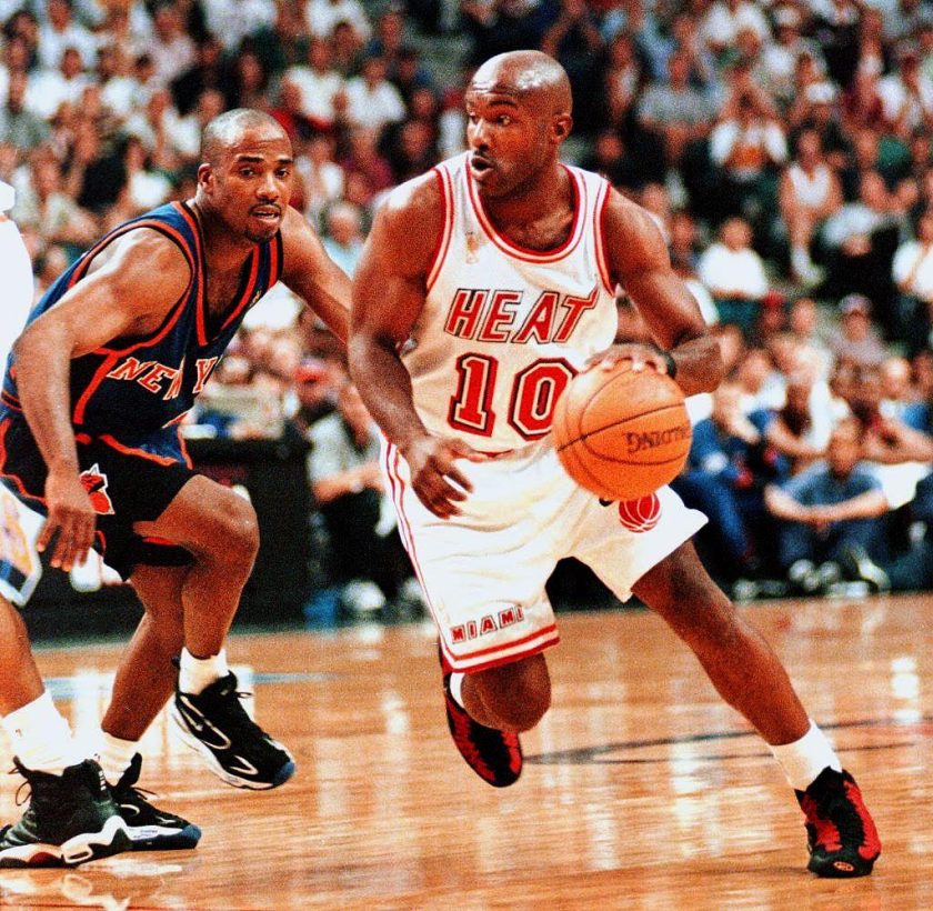 Tim Hardaway dribbles the ball with the Heat in 1997.