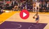 Steph Curry goes for a breakaway dunk
