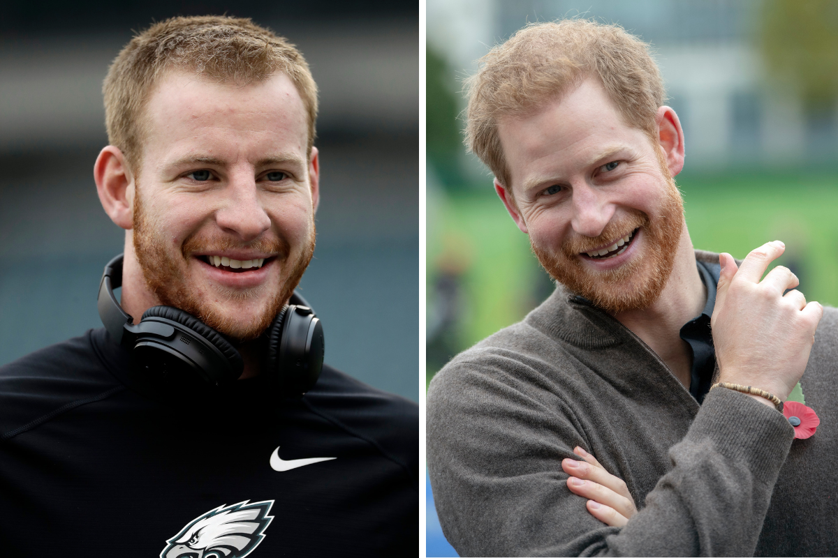 Carson Wentz & Prince Harry Look Like Long-Lost Brothers