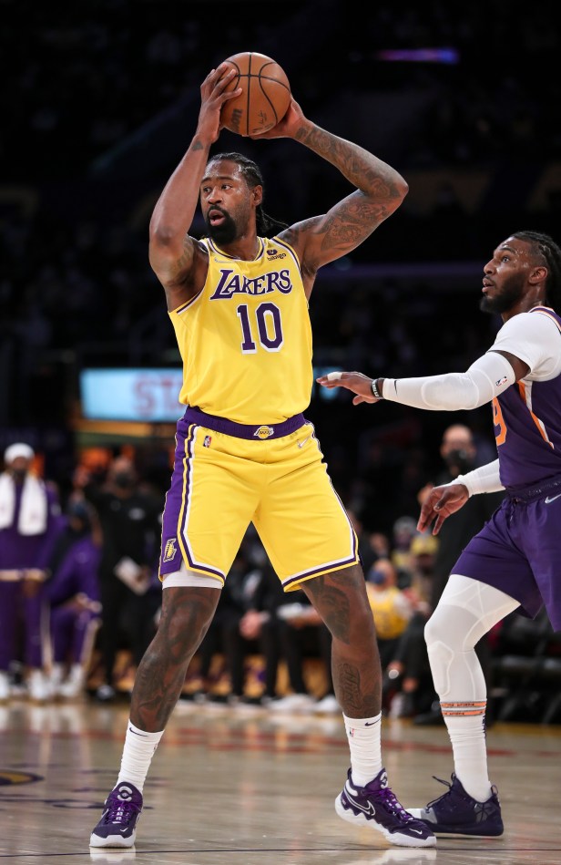 DeAndre Jordan Passes Ball During Lakers Game