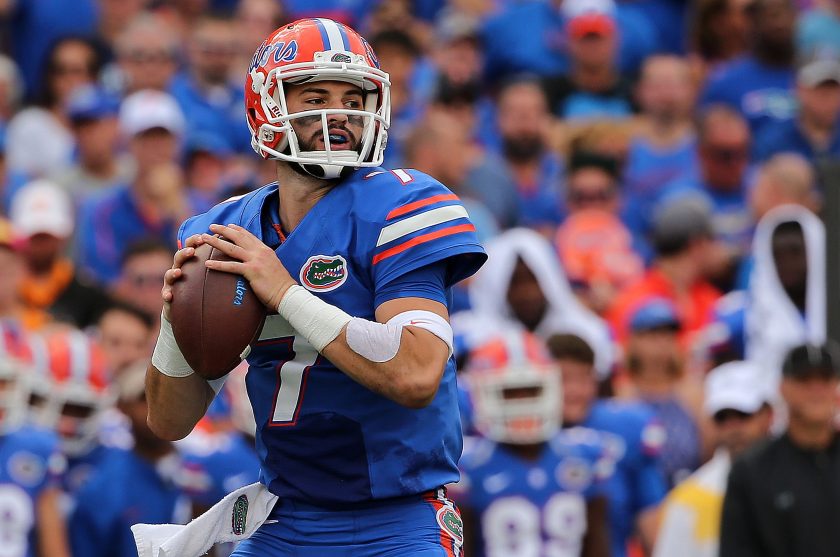 Will Grier throws a pass during a 2015 game.