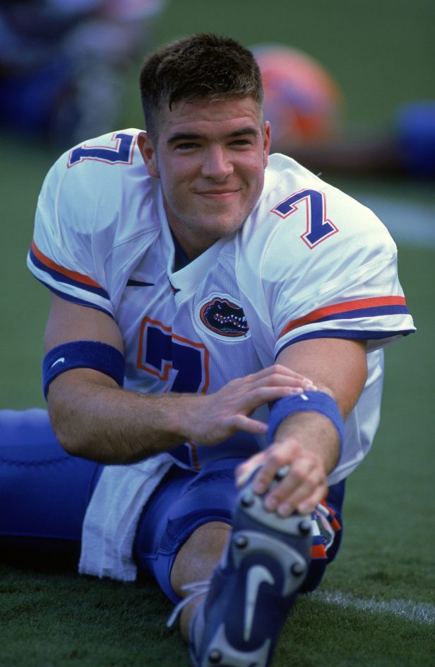 Brock Berlins stretches before a game in 2001.