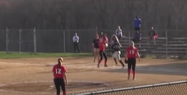 Softball Runner Flattens First Baseman, Gets Ejected Then Beaned Next Game  - FanBuzz