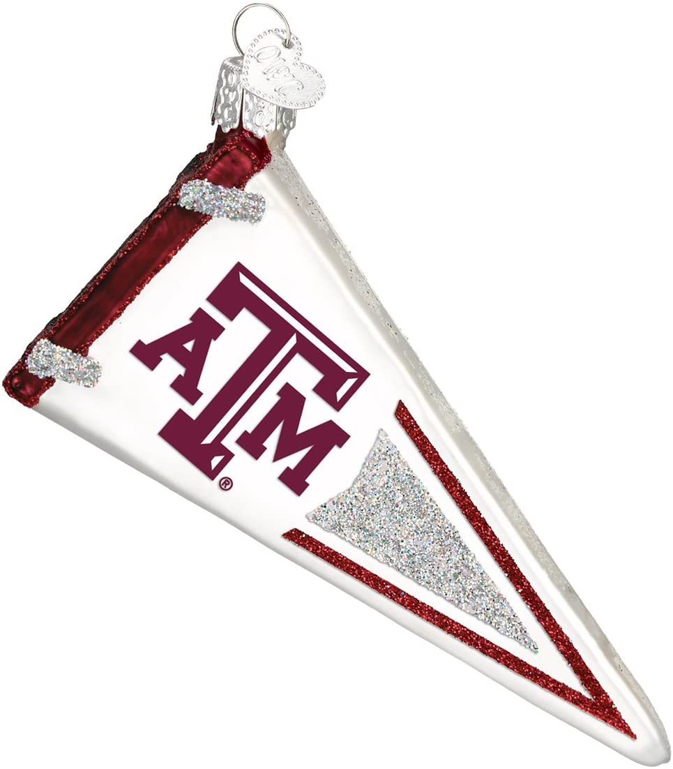 Old World Christmas Ornaments: Texas A&M University Glass Blown Ornaments for Christmas Tree, Pennant
