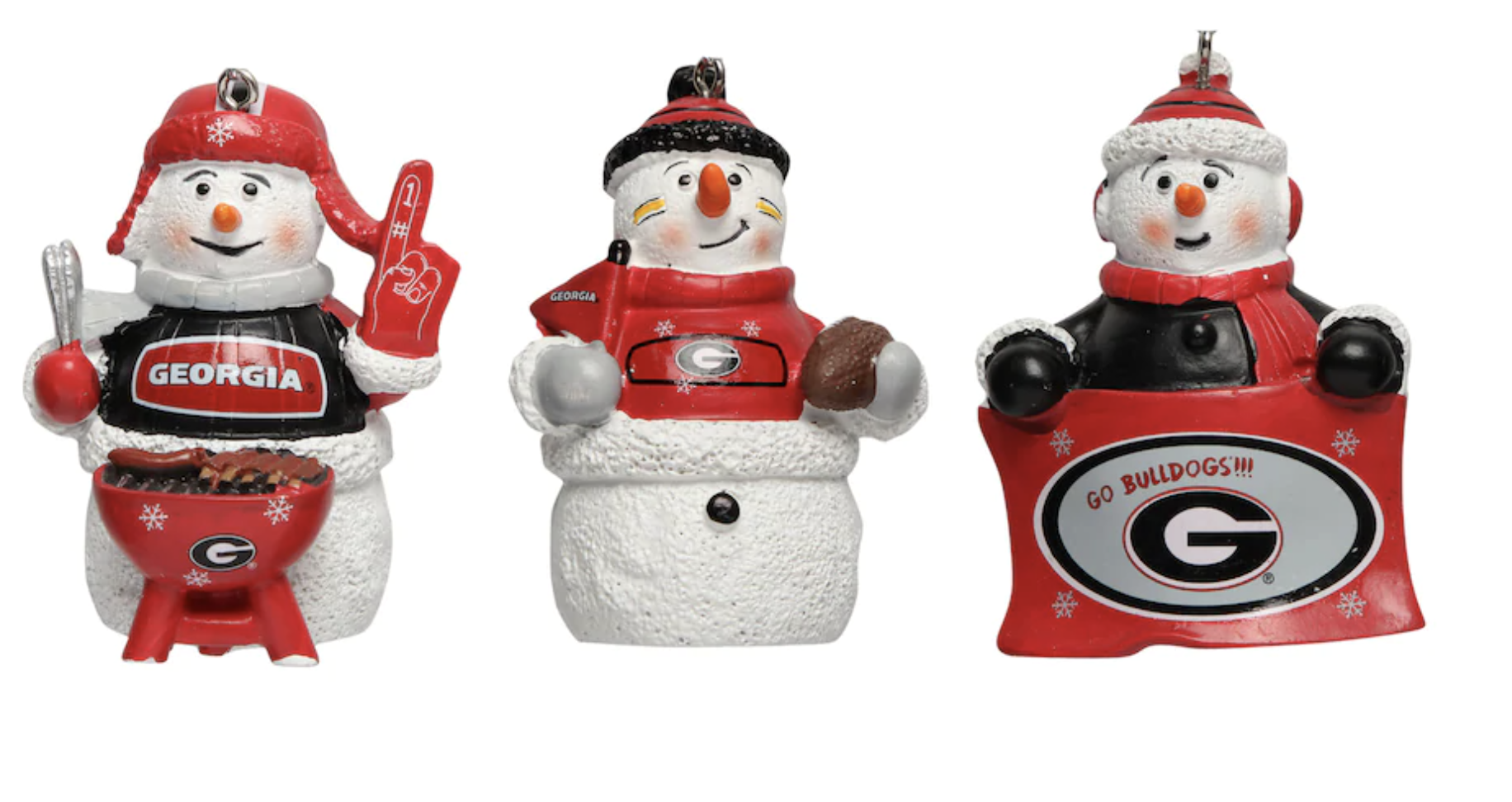 Georgia Bulldogs Three-Pack Snowman Gameday Ornament Set