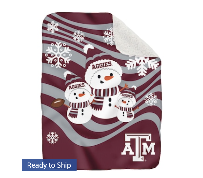 Texas A&M Aggies 60'' x 70'' Snowman Sherpa Blanket