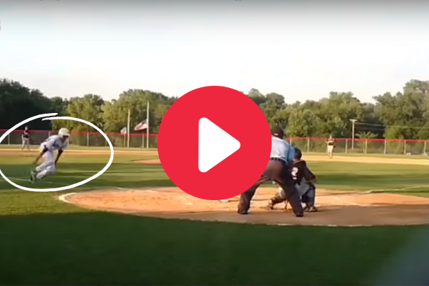 Clever Runner Steals Home By Sliding Through Teammate’s Legs