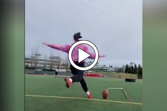 Female Kicker Drills Field Goals From 40, 45 and 50 Yards With Ease