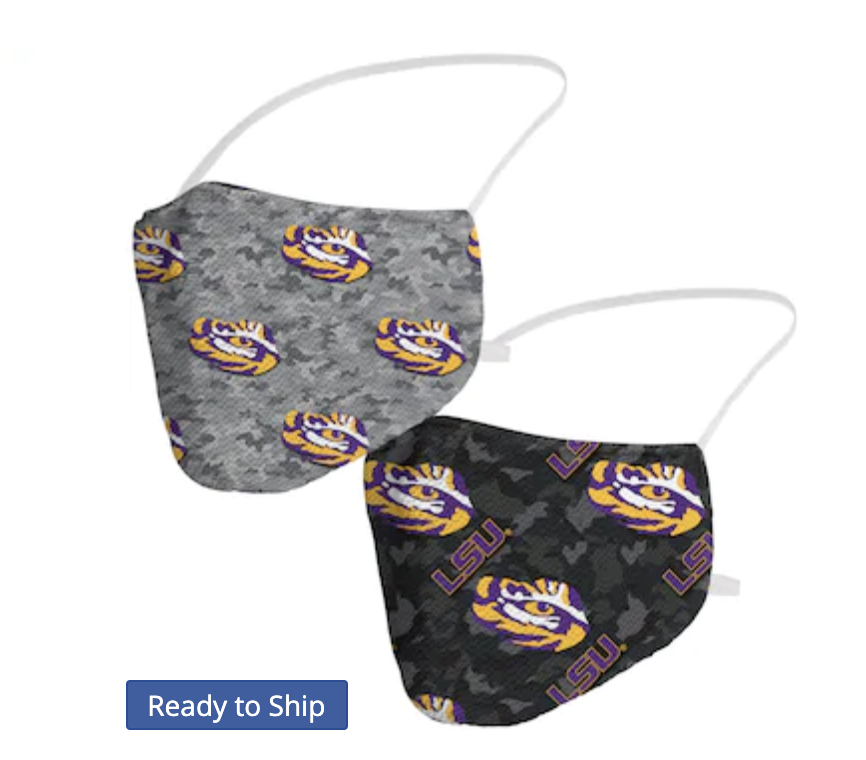 LSU Tigers Fanatics Branded Adult Camo Duo Face Covering 2-Pack