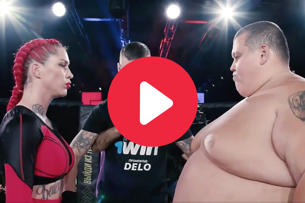 Watch Female fighter Darina Madzyuk Defeats A 400 Pound Man In An MMA fight