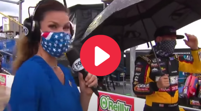 jamie little interviews clint bowyer during rain delay at 2020 coca-cola 600