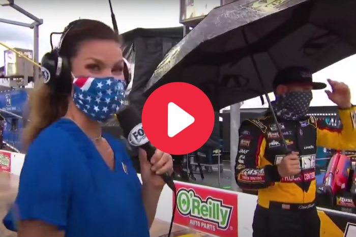 Clint Bowyer’s Rain Delay Interview With Jamie Little Ended in a Broken Umbrella