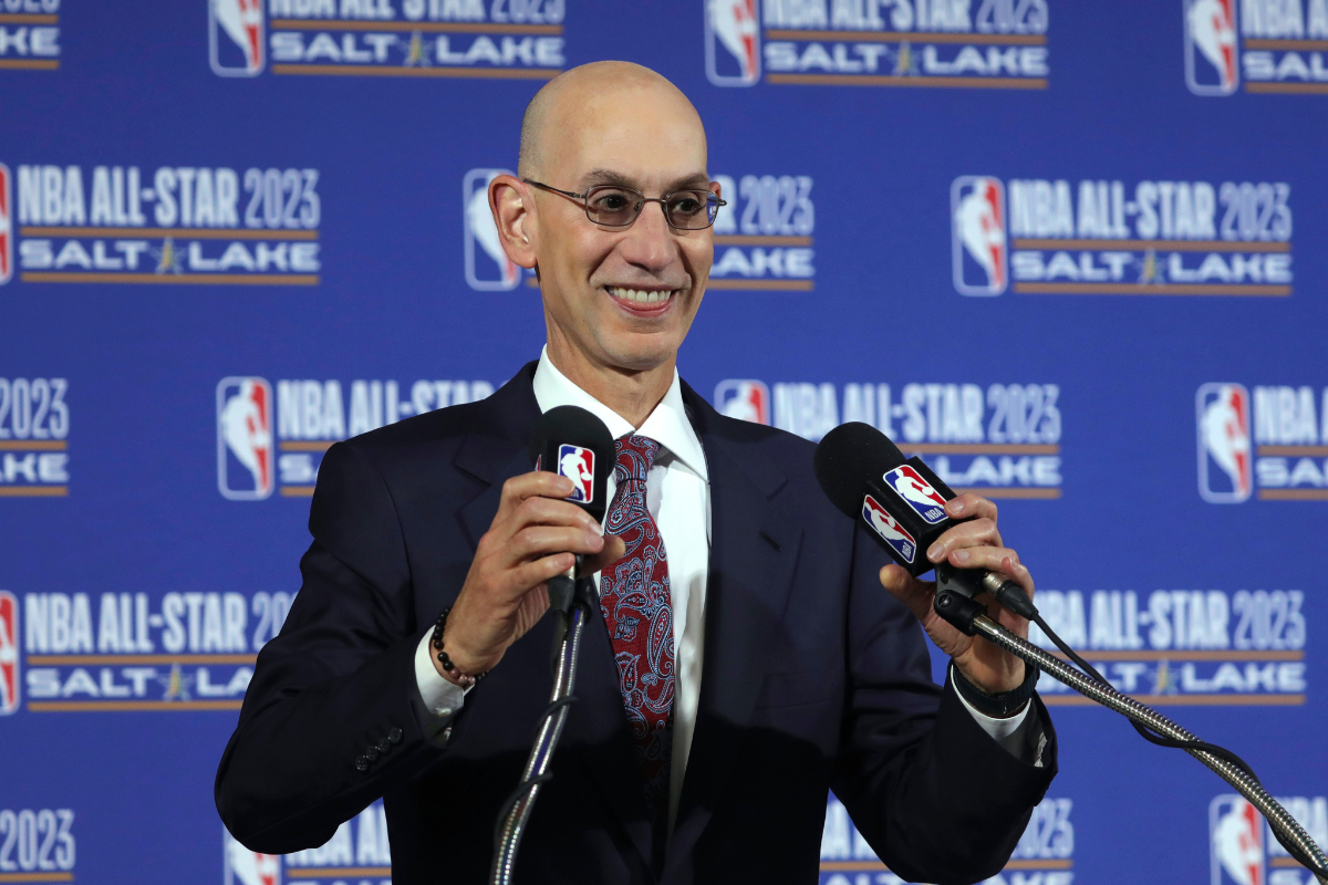 NBA commissioner Adam Silver speaks at a press conference.