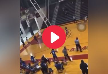 Basketball Hoop Crashes Down From Ceiling After Dunk