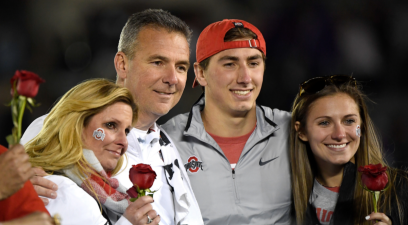 Urban Meyer's family celebrates after Ohio State won the 2019 Rose Bowl.