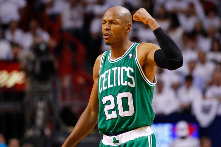 Ray Allen celebrates during the 2012 NBA Playoffs.