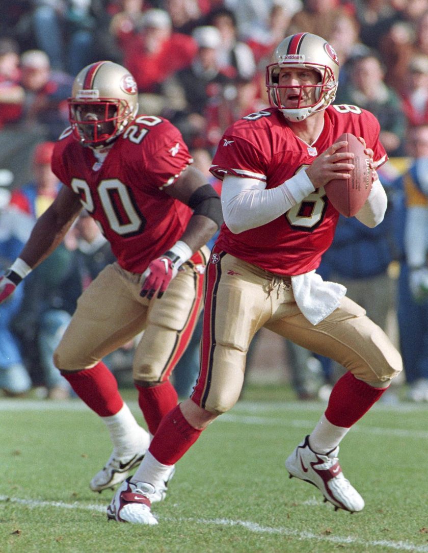 Steve Young passes during a 1998 game.