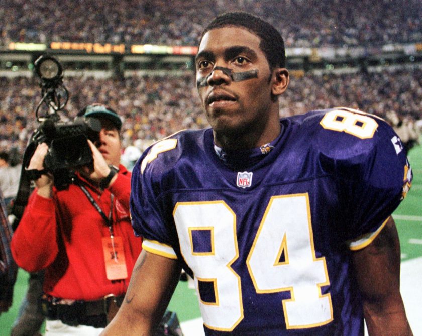 Randy Moss walks off the field after losing the NFC Championship game in 2000.