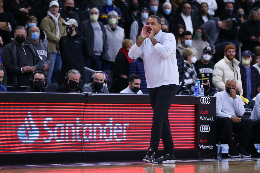 Providence head coach Ed Cooley shouts at his team against St. John's.