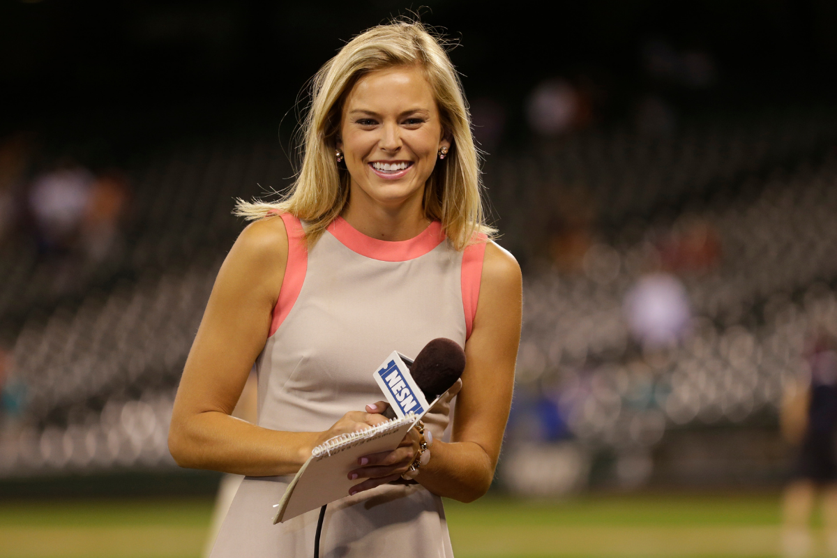 CBS Sports sideline reporter Jamie Erdahl interviews Alabama