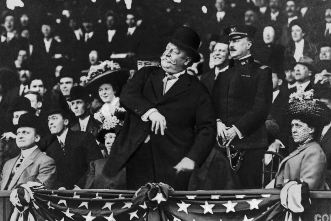 (Original Caption) 6/9/1910-President Taft tossing out the first ball