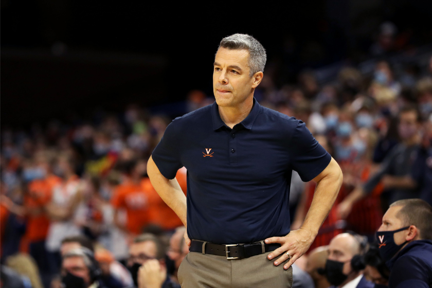 Virginia head coach Tony Bennett coaches against Navy.