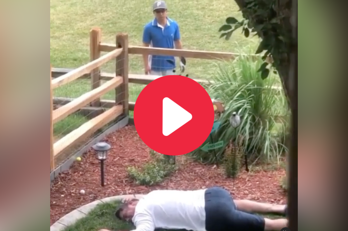 Dad Pranks Golfer By “Playing Dead” in His Back Yard