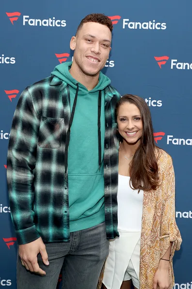 Aaron Judge and his wife attend a Super Bowl LIV party in Miami, Florida.