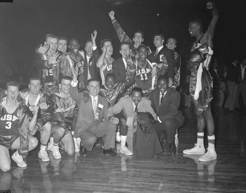 San Francisco players celebrate their championship in 1956.
