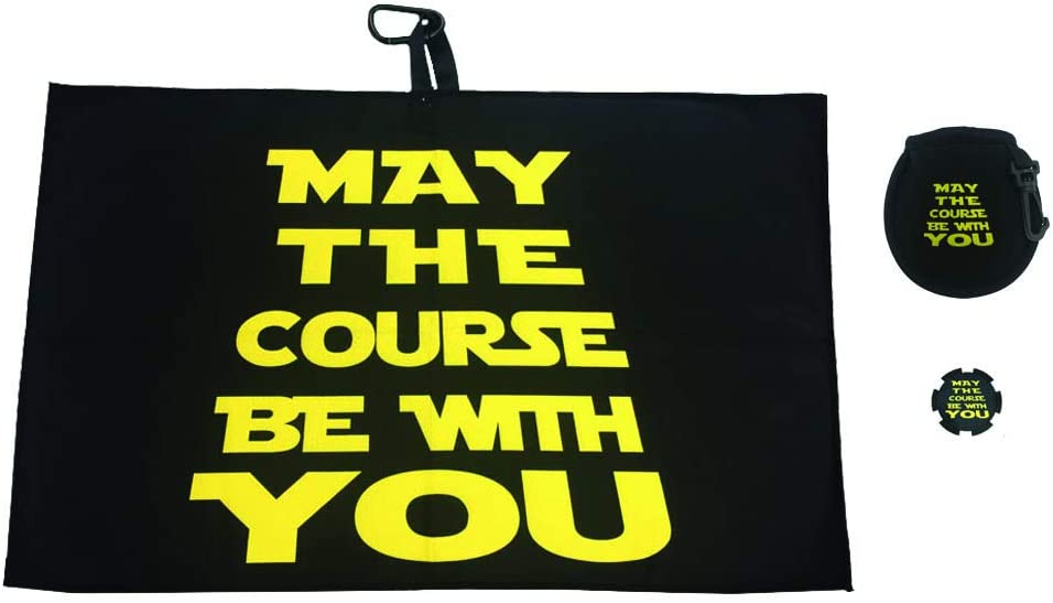 Giggle Golf May The Course Be with You Golf Waffle Towel, Poker Chip & Ball Cleaning Pouch