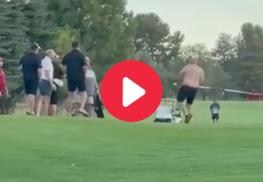 Shirtless Golfer Swings Flag Stick at Opponent in Heated Fight