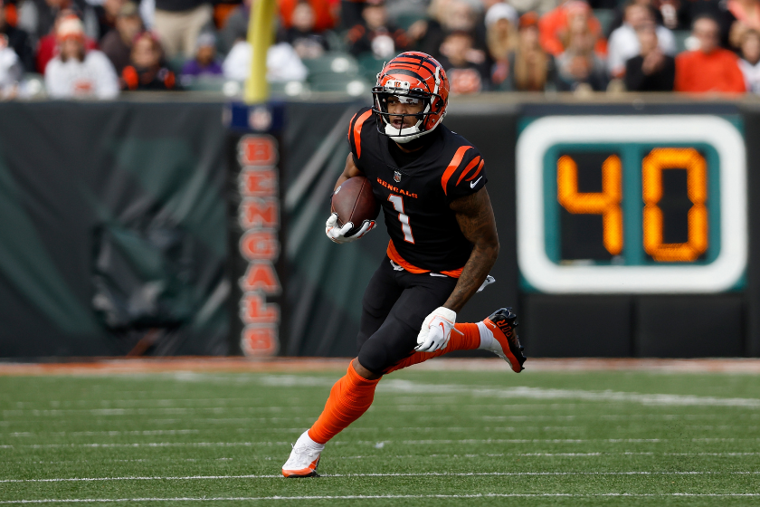 Ja'Marr Chase runs with the ball as the Cincinnati Bengals beat the Baltimore Ravens.