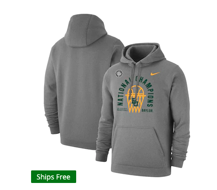 Baylor Bears Nike 2021 NCAA Men's Basketball National Champions Arc Club Fleece Pullover Hoodie - Heathered Gray