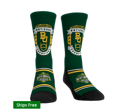 Baylor Bears Rock Em Socks 2021 NCAA Men's Basketball National Champions Badge Crew Socks