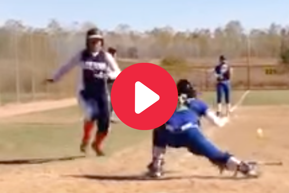 Softball Runner Forearms Catcher in Nasty Collision