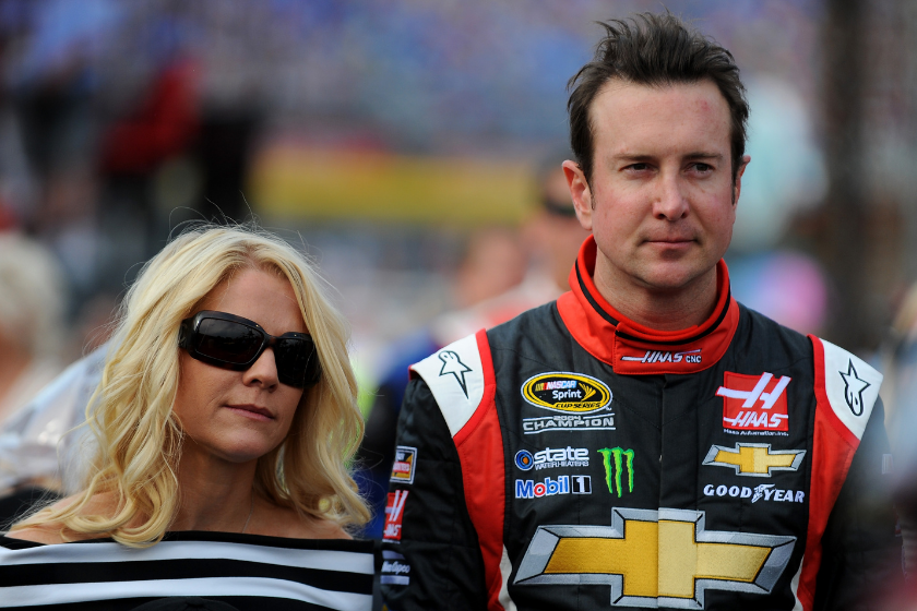 Kurt Busch stands with his ex-girlfriend, Patricia Driscoll, on the grid prior to the NASCAR Sprint Cup Series Coca-Cola 600 at Charlotte Motor Speedway on May 25, 2014 in Charlotte, North Carolina
